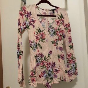 Pale pink floral romper